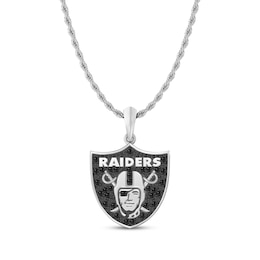 True Fans Las Vegas Raiders 1/4 ct tw Shield Logo "RAIDERS" Necklace Sterling Silver