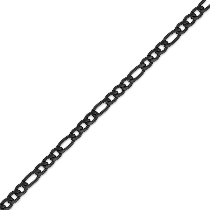Main Image 2 of 4mm Figaro Chain Necklace Black Ion-Plated Stainless Steel 26"