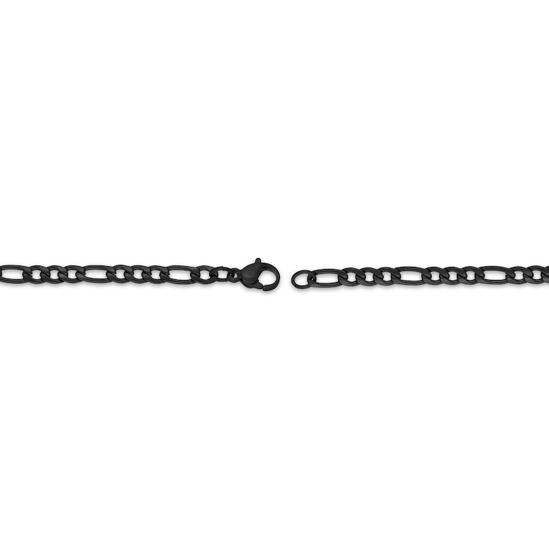 Main Image 3 of 4mm Figaro Chain Necklace Black Ion-Plated Stainless Steel 26"