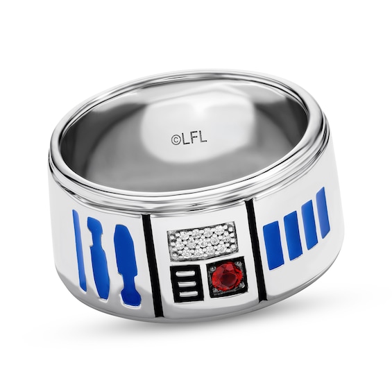 Star Wars R2-D2 Garnet & Diamond Accent Ring Sterling Silver