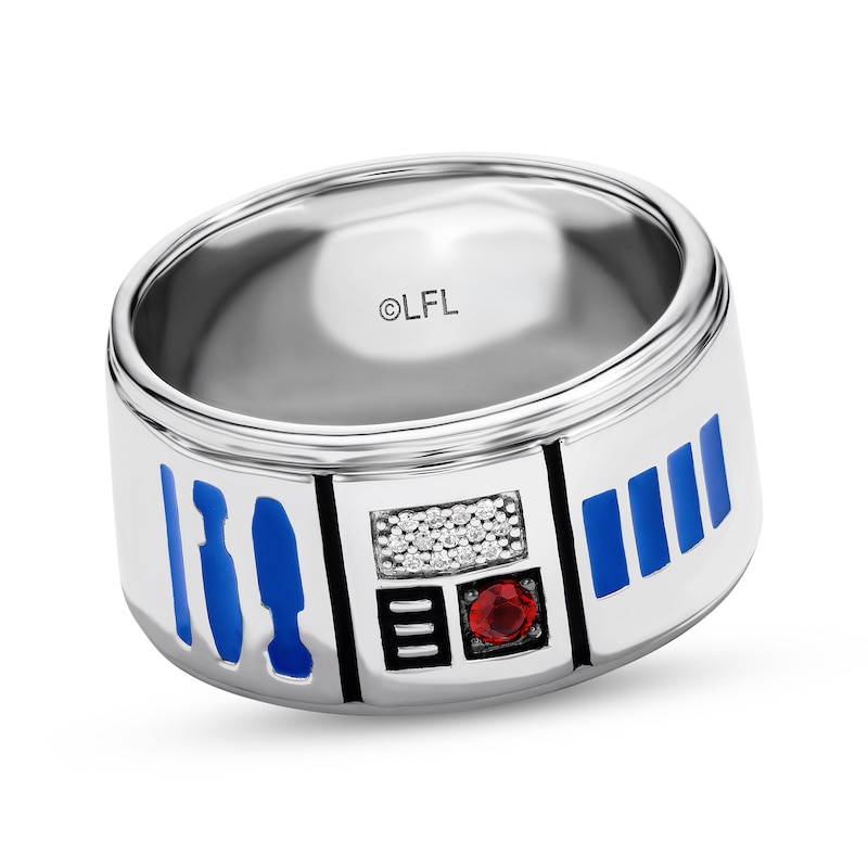 Main Image 1 of Star Wars R2-D2 Garnet & Diamond Accent Ring Sterling Silver