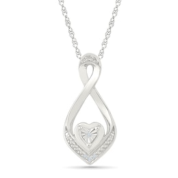 Diamond Accent Bypass Heart Necklace Sterling Silver