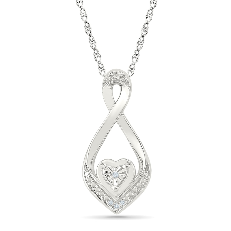Main Image 1 of Diamond Accent Bypass Heart Necklace Sterling Silver