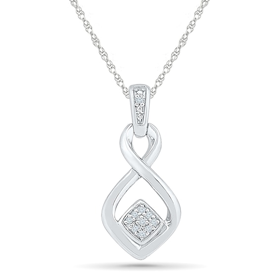 Diamond Accent Twist Necklace Sterling Silver