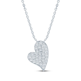 Monique Lhuillier Bliss Lab-Grown Diamond Heart Necklace 1/2 ct tw Platinum-Plated Sterling Silver 18"
