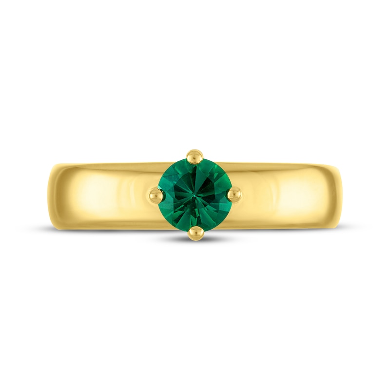Main Image 3 of STUDIO BY KAY Round-Cut Lab-Created Emerald Solitaire Ring 24K Yellow Gold Vermeil Sterling Silver