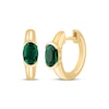 Thumbnail Image 1 of STUDIO BY KAY Oval-Cut Lab-Created Emerald Solitaire Huggie Hoop Earrings 24K Yellow Gold Vermeil Sterling Silver
