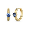 Thumbnail Image 1 of STUDIO BY KAY Round-Cut Blue Lab-Created Sapphire Solitaire Huggie Hoop Earrings 24K Yellow Gold Vermeil Sterling Silver