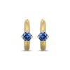 Thumbnail Image 2 of STUDIO BY KAY Round-Cut Blue Lab-Created Sapphire Solitaire Huggie Hoop Earrings 24K Yellow Gold Vermeil Sterling Silver