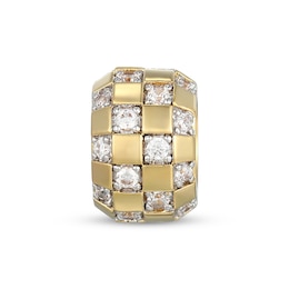 STUDIO BY KAY Lab-Grown Diamond Checkerboard Rondelle Charm 3/8 ct tw 24K Yellow Gold Vermeil Sterling Silver