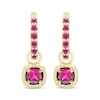 Thumbnail Image 2 of STUDIO BY KAY Cushion & Round-Cut Pink Lab-Created Sapphire Hoop Drop Earrings 24K Yellow Gold Vermeil Sterling Silver