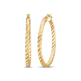 Reaura Twist Hoop Earrings 28mm Repurposed 10K Yellow Gold