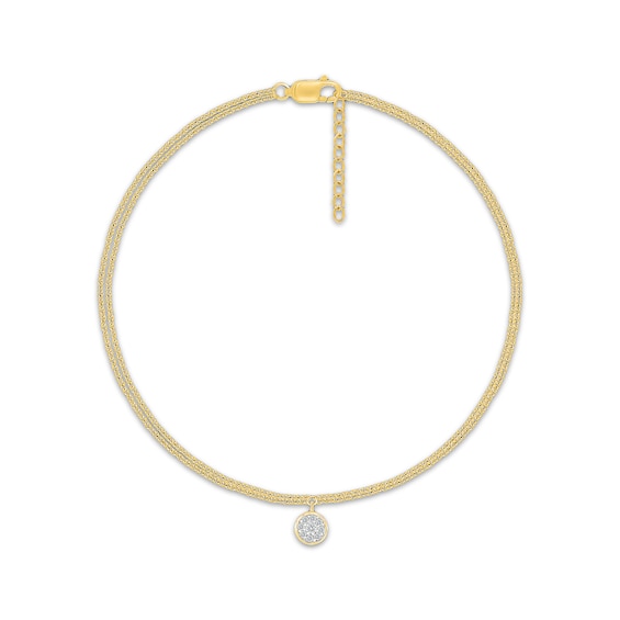 KAY Lab-Grown Diamonds Multi-Stone Dangle Anklet 1/10 ct tw 10K Yellow Gold 10"