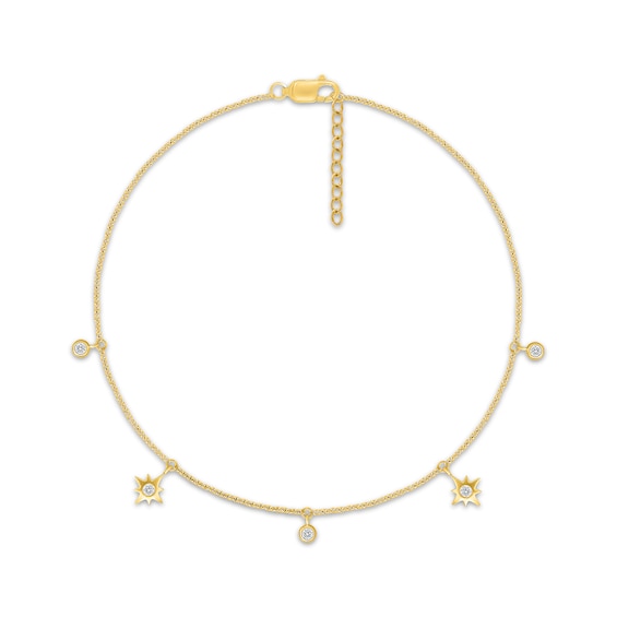 KAY Lab-Grown Diamonds Sun Dangle Anklet 1/5 ct tw 10K Yellow Gold 10"