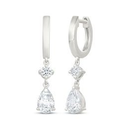 KAY Lab-Grown Diamonds Round & Pear-Shaped Hoop Drop Earrings 1 ct tw 10K White Gold