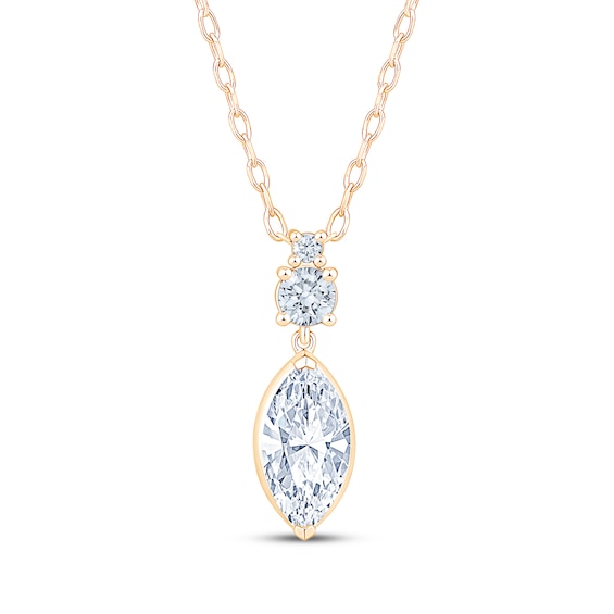 KAY Lab-Grown Diamonds Marquise & Round-Cut Necklace 7/8 ct tw 10K Yellow Gold 18"