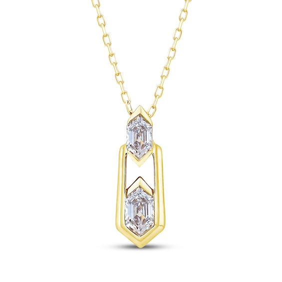 KAY Lab-Grown Diamonds Hexagon-Cut Geometric Necklace 1/2 ct tw 10K Yellow Gold 18"
