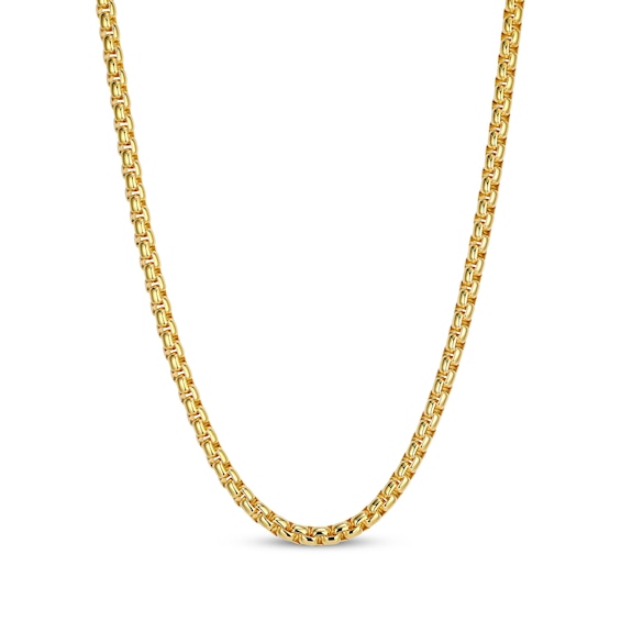 JAXXON Men's Collection 3.5mm Round Link Box Chain Necklace Yellow Ion-Plated Solid Stainless Steel 22"