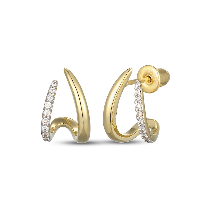 Main Image 1 of Rocksbox The Blake Lab-Grown Diamond Split Huggie Hoop Earrings 1/10 ct tw 24K Yellow Gold Vermeil Sterling Silver