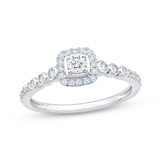KAY Lab-Grown Diamonds Round-Cut Halo Promise Ring 1/4 ct tw 10K White Gold