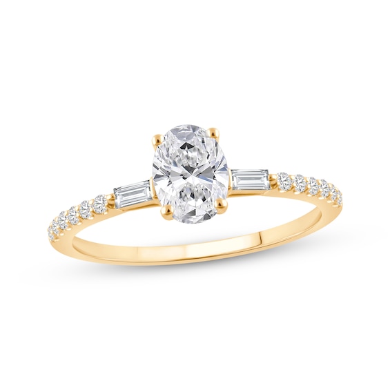 Now + Forever Lab-Grown Diamonds Certified Oval-Cut Engagement Ring 1-1/3 ct tw 14K Yellow Gold