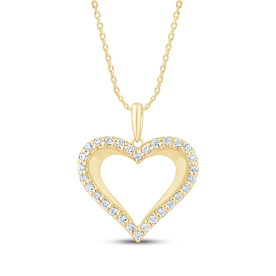 KAY Lab-Grown Diamonds Knife-Edge Heart Necklace 1/4 ct tw 10K Yellow Gold 18"