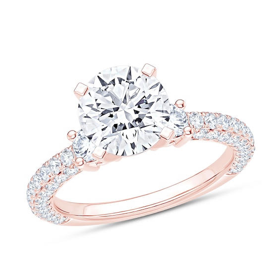 Now + Forever Natural Diamond Three-Stone Engagement Ring Setting 1 ct tw 14K Rose Gold