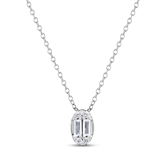 KAY Lab-Grown Diamonds Baguette & Round-Cut Necklace 1/5 ct tw Sterling Silver 18"