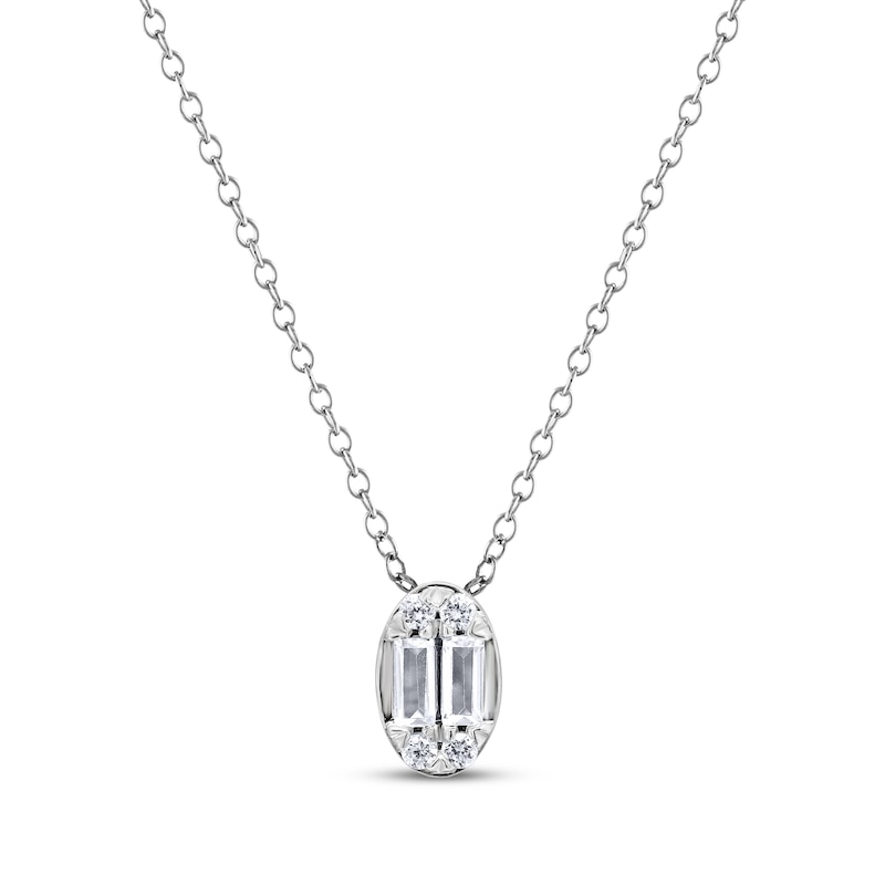 Main Image 1 of KAY Lab-Grown Diamonds Baguette & Round-Cut Necklace 1/5 ct tw Sterling Silver 18"