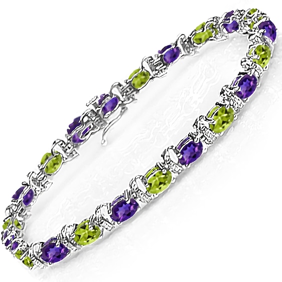 Oval S-bar Birthstone Bracelet (2 Stones)