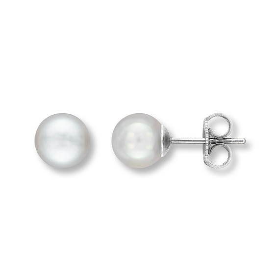 Cultured Pearl Earrings 14K White Gold