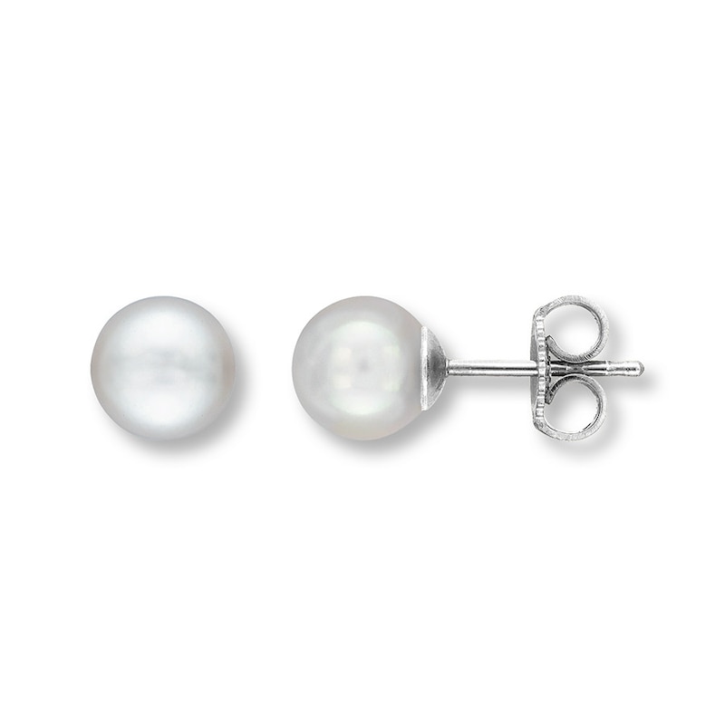 Main Image 1 of Cultured Pearl Earrings 14K White Gold