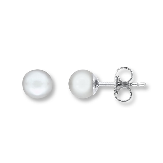 Cultured Pearl Earrings 14K White Gold