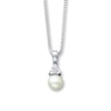 Cultured Pearl Necklace Natural White Sapphires Sterling Silver