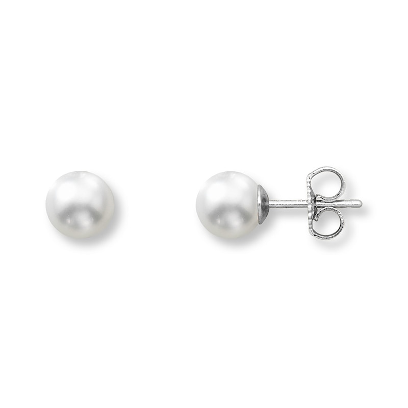 Cultured Pearl Earrings 14K White Gold