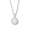 Thumbnail Image 1 of Cultured Pearl Necklace Lab-Created Sapphires Sterling Silver