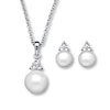 Cultured Pearl Boxed Set Cubic Zirconia Sterling Silver
