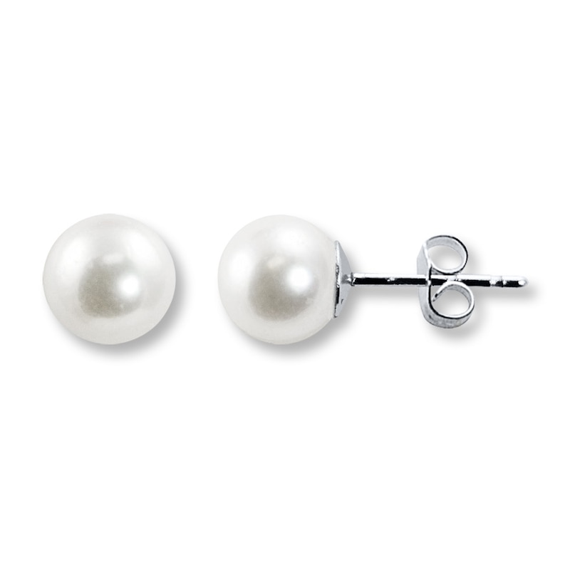 Main Image 1 of Cultured Pearl Earrings 14K White Gold