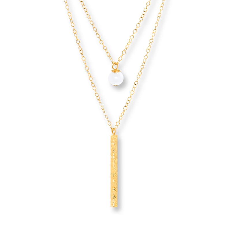 Main Image 3 of Layered Necklace Cultured Pearl 10K Yellow Gold