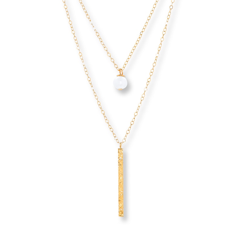 Main Image 4 of Layered Necklace Cultured Pearl 10K Yellow Gold
