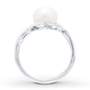 Thumbnail Image 1 of Cultured Pearl Ring Lab-Created White Sapphires Sterling Silver