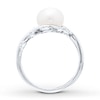 Thumbnail Image 2 of Cultured Pearl Ring Lab-Created White Sapphires Sterling Silver