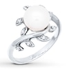Thumbnail Image 3 of Cultured Pearl Ring Lab-Created White Sapphires Sterling Silver