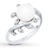 Thumbnail Image 4 of Cultured Pearl Ring Lab-Created White Sapphires Sterling Silver