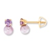 Thumbnail Image 1 of Children's Earrings Cultured Pearl & Amethyst 14K Yellow Gold