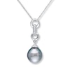 Thumbnail Image 0 of Tahitian Cultured Pearl Necklace Diamond Accents 10K White Gold