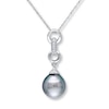 Thumbnail Image 1 of Tahitian Cultured Pearl Necklace Diamond Accents 10K White Gold