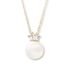 Thumbnail Image 1 of Cultured Pearl Necklace Lab-Created Sapphire 10K Yellow Gold