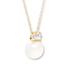 Thumbnail Image 3 of Cultured Pearl Necklace Lab-Created Sapphire 10K Yellow Gold