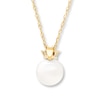 Thumbnail Image 4 of Cultured Pearl Necklace Lab-Created Sapphire 10K Yellow Gold